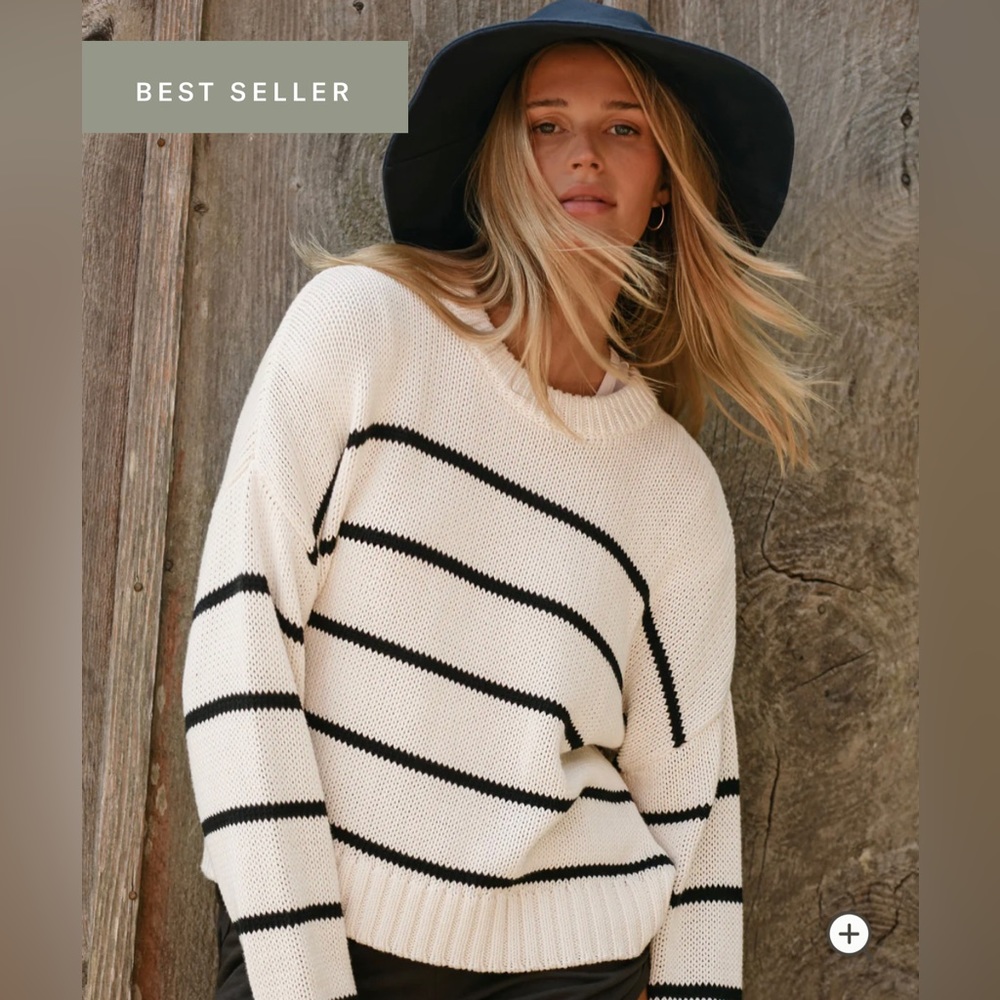 Jenni Kayne Chloe Crewneck (Color Black Stripe, Size XS)